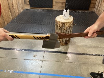 Axe tap between two players at Axe Play Hudson NH league