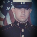 Axe Play owner- Matt Marine Corps Dress Blues portrait with American flag background