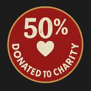 50% donated to charity badge
