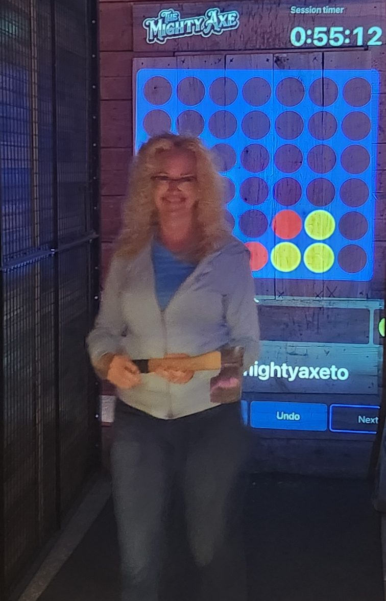 Digital projected axe throwing target at Mighty Axe Thousand Oaks