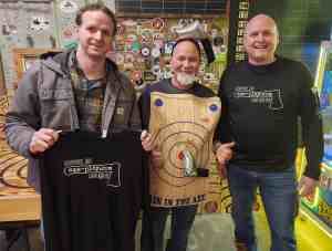 Group reacting to axe throwing challenge result at Axe Play NH